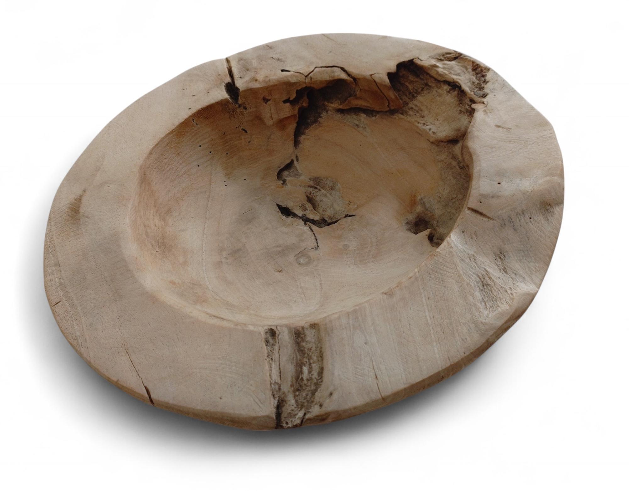 Organic Modern Teak Wood Large Bowl or Centerpiece Attr. to Andrianna Shamaris In Excellent Condition For Sale In Valencia, VC