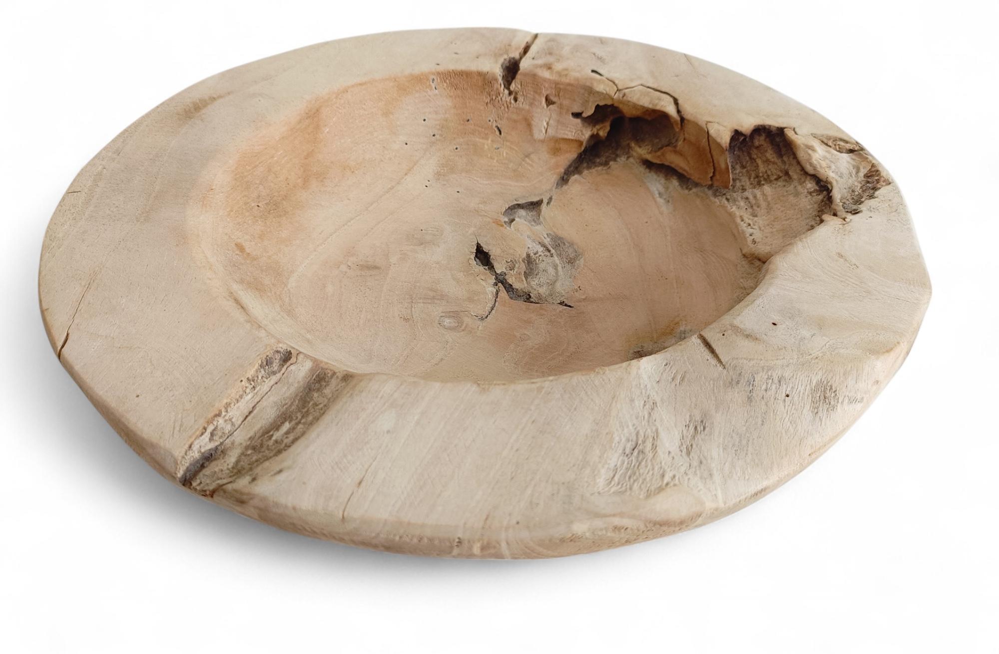 Organic Modern Teak Wood Large Bowl or Centerpiece Attr. to Andrianna Shamaris For Sale 1