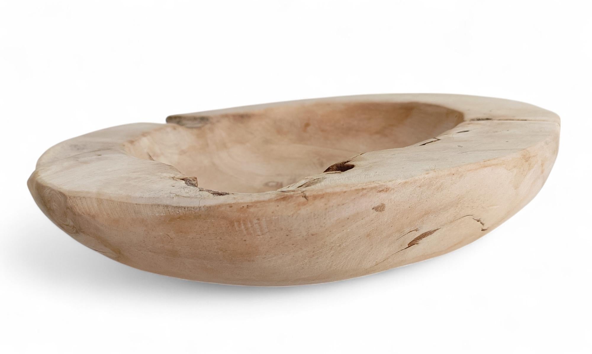 Organic Modern Teak Wood Large Bowl or Centerpiece Attr. to Andrianna Shamaris For Sale 3