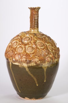 Organic Modern Textured Acorn Shaped Vase, American Art Studio Pottery