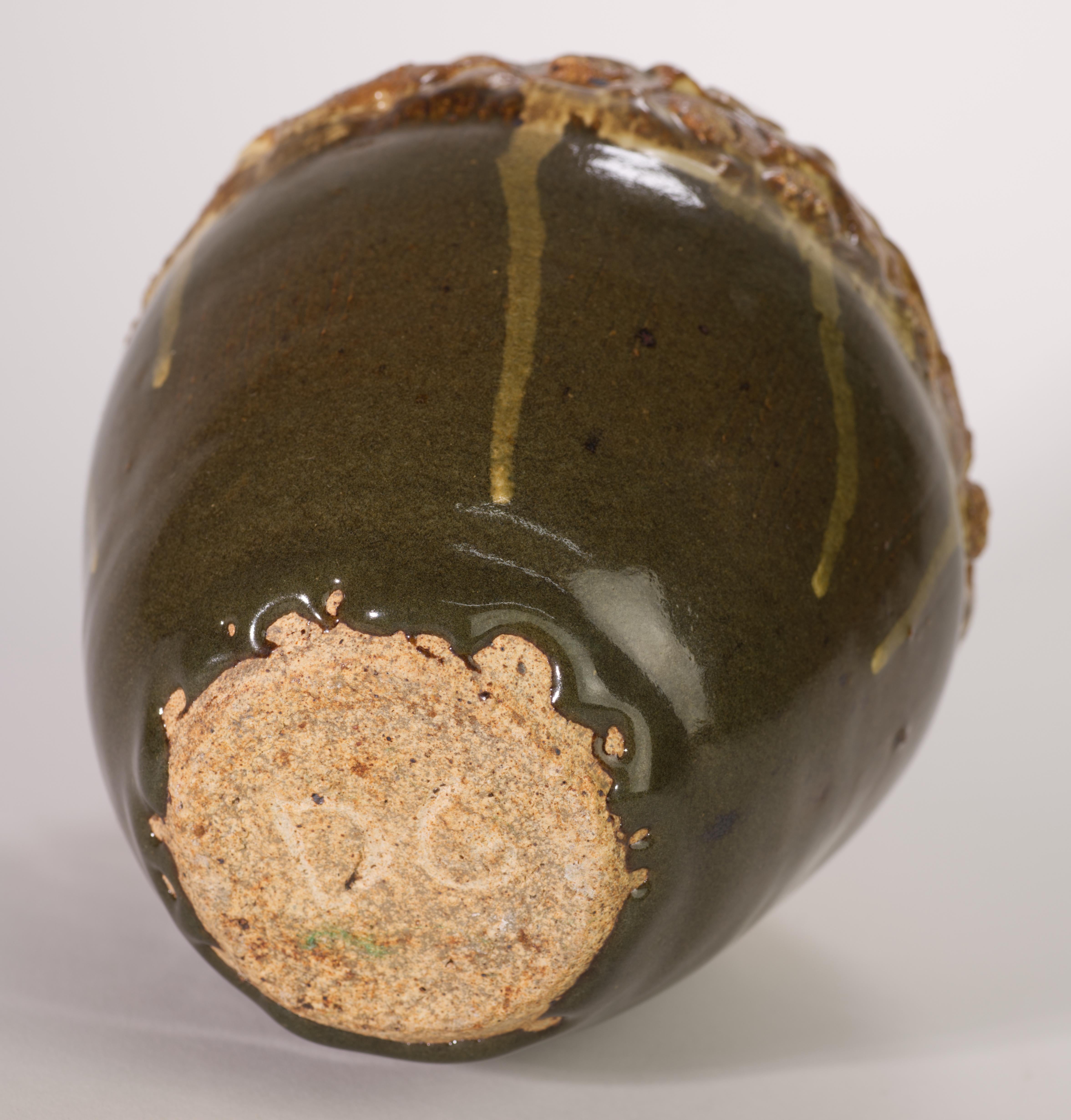 Ceramic Organic Modern Textured Acorn Shaped Vase, American Art Studio Pottery For Sale