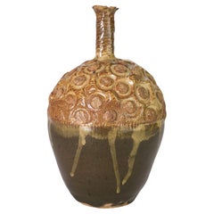 Organic Modern Textured Acorn Shaped Vase, American Art Studio Pottery
