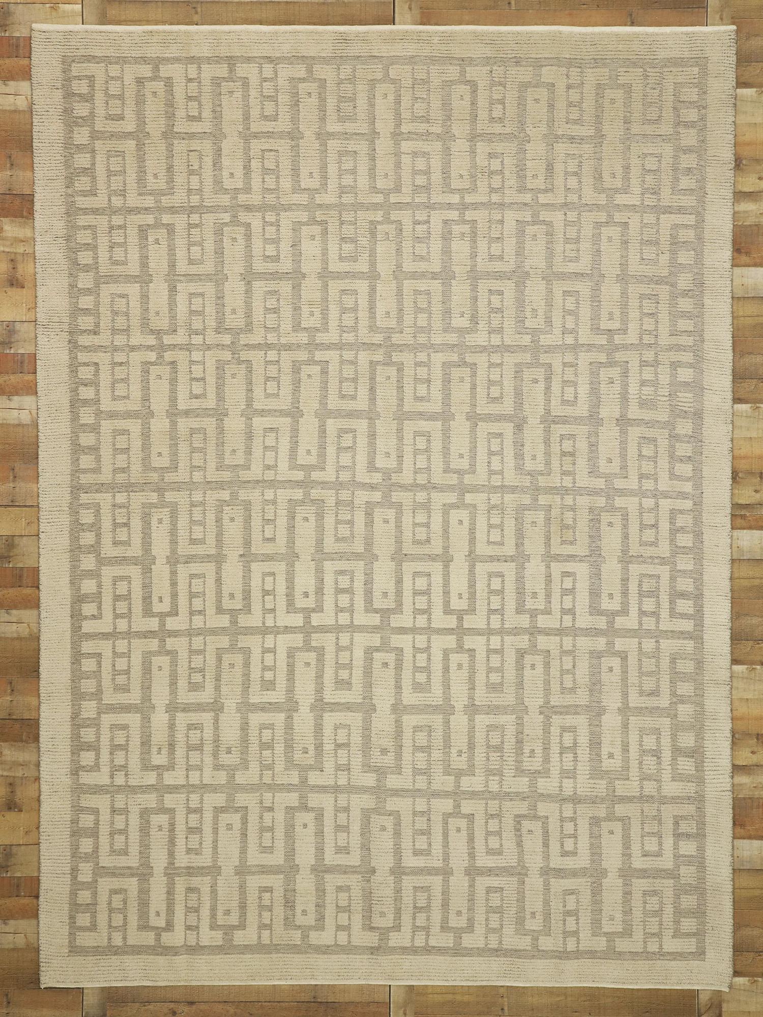 Organic Modern Textured High-Low Rug Inspired by Sigvard Bernadotte For Sale 2