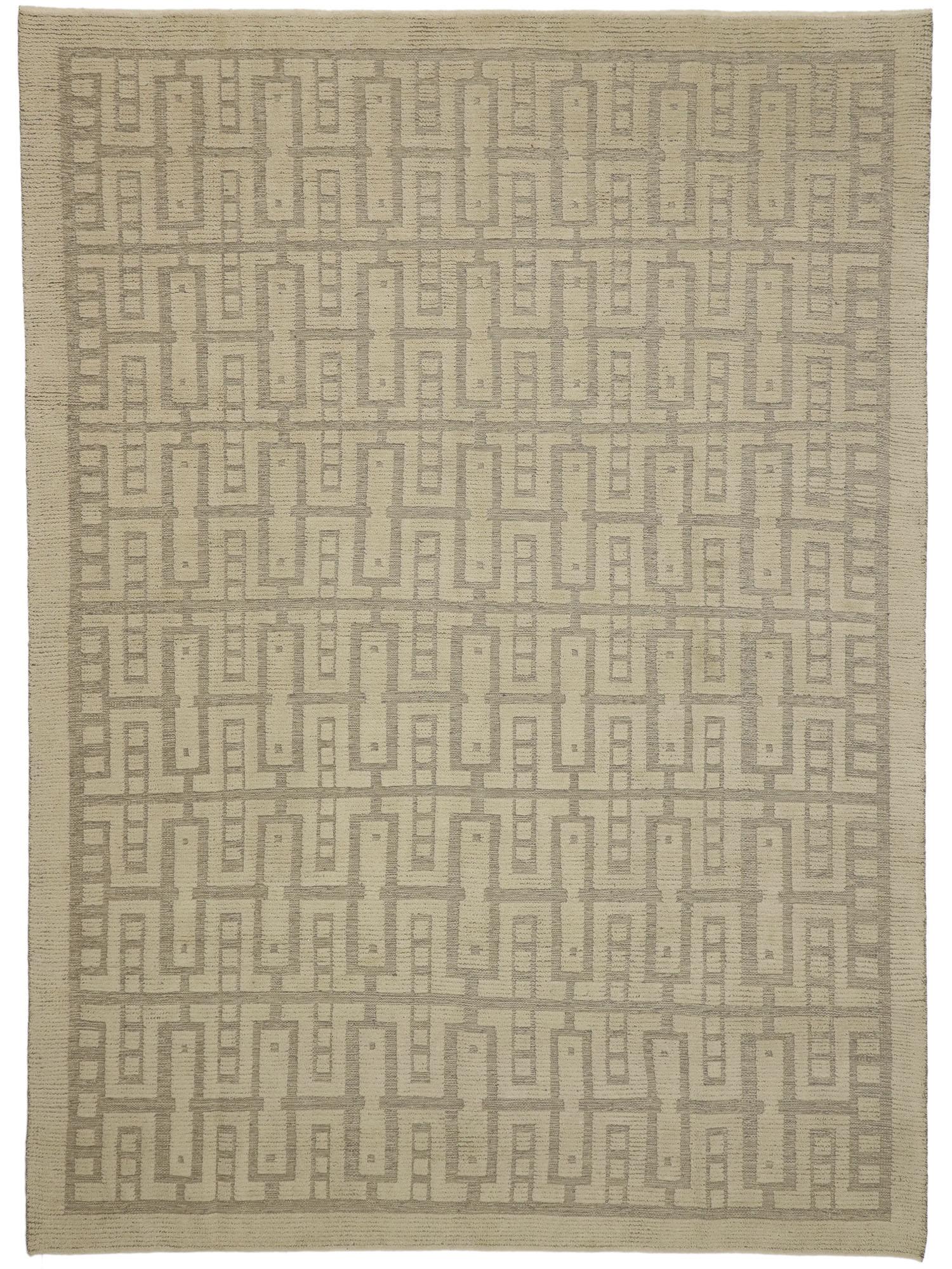 Organic Modern Textured High-Low Rug Inspired by Sigvard Bernadotte For Sale 3
