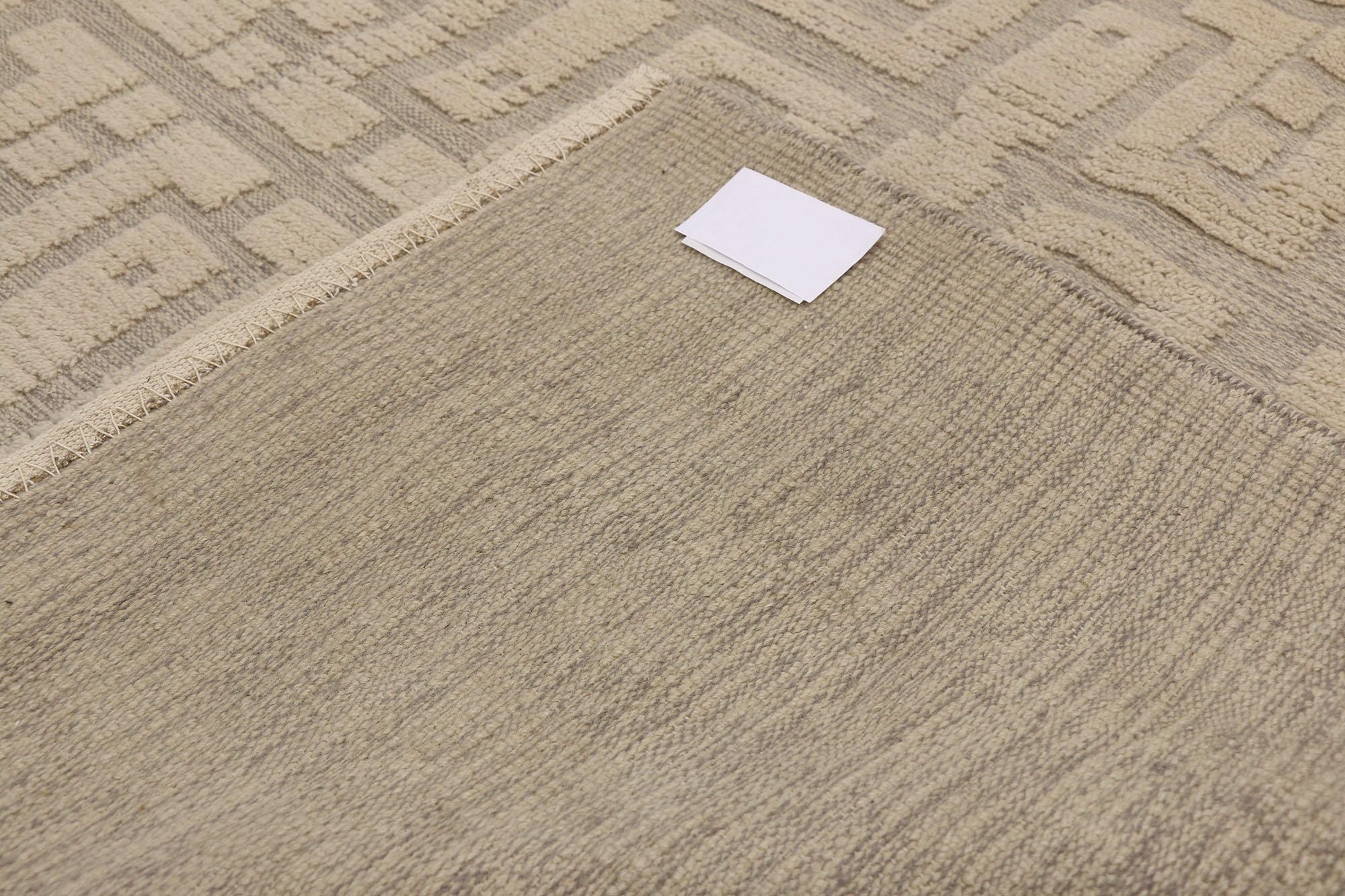 Contemporary Organic Modern Textured High-Low Rug Inspired by Sigvard Bernadotte For Sale