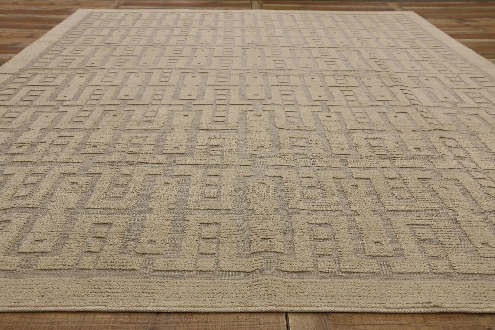 Organic Modern Textured High-Low Rug Inspired by Sigvard Bernadotte For Sale 1