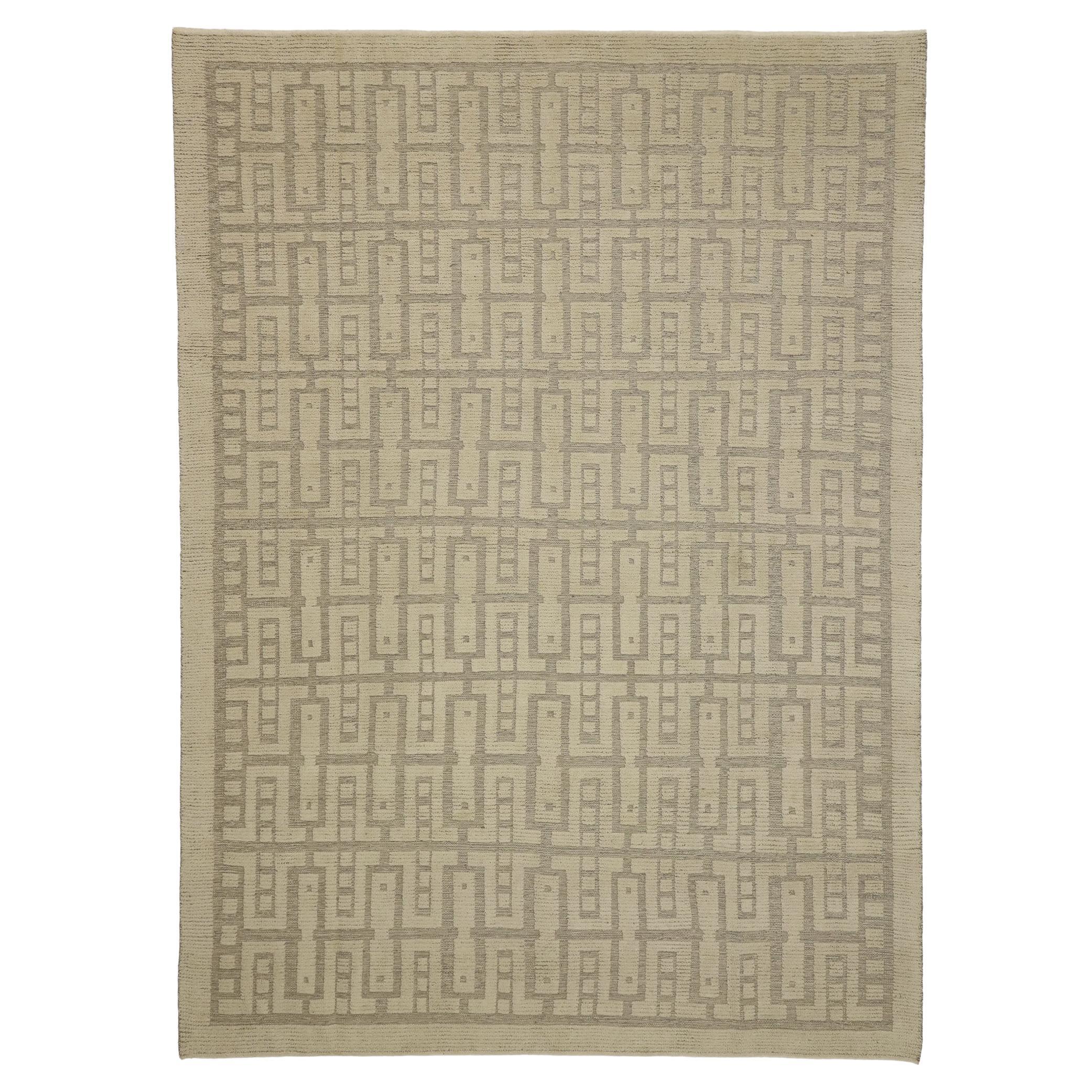 Organic Modern Textured High-Low Rug Inspired by Sigvard Bernadotte For Sale