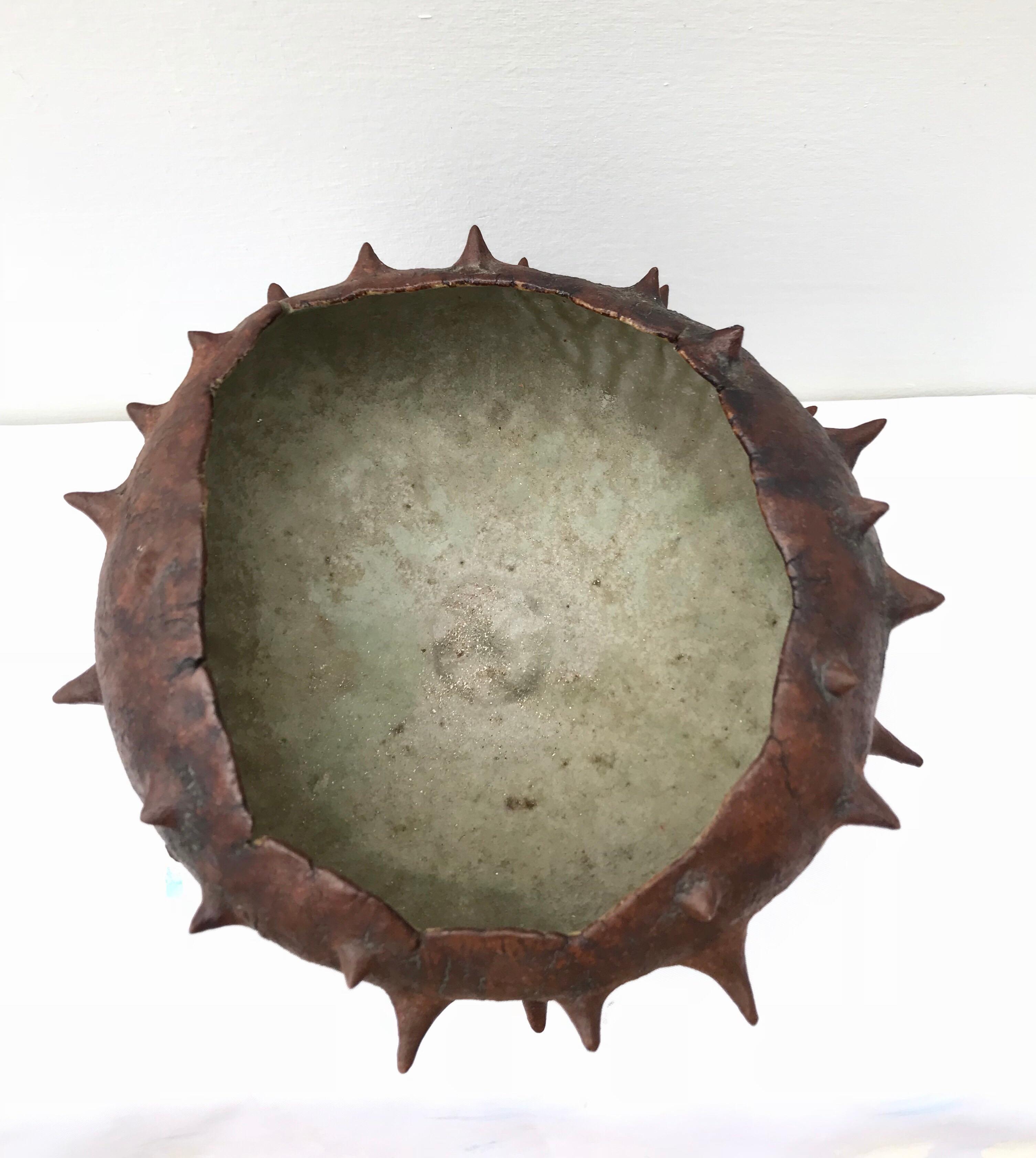 Organic Modern Thorny Pottery Bowl In Good Condition In Charlottesville, VA