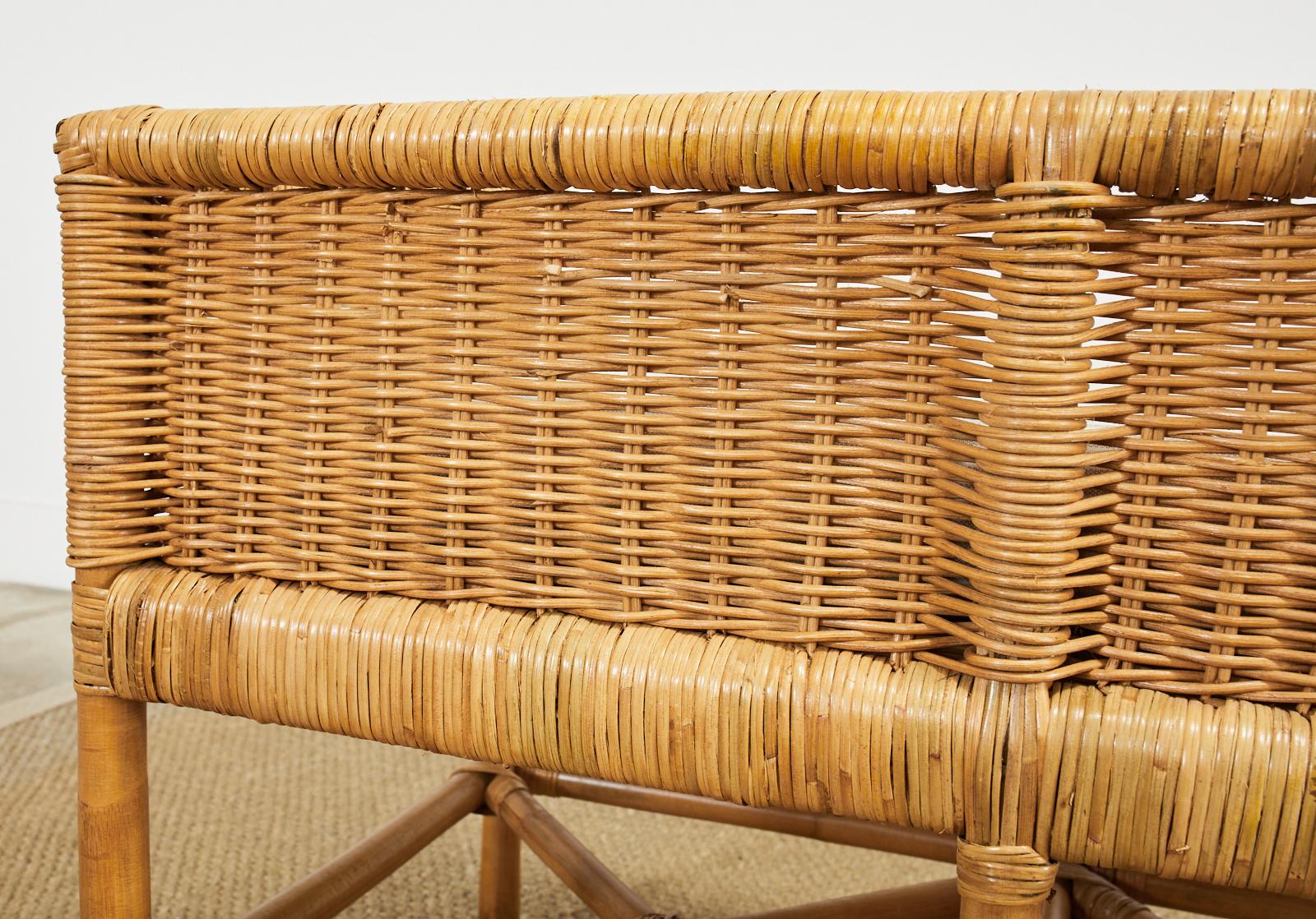 Organic Modern Tommy Hilfiger Rattan Wicker Bench Settee 6