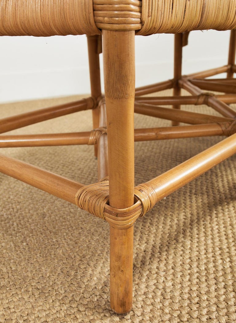 Organic Modern Tommy Hilfiger Rattan Wicker Bench Settee For Sale at