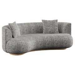 Sofá Curvo Gemelos Contemporáneos, Jacquard Italiano, Hecho a Mano Portugal Greenapple