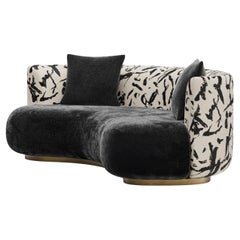 Organic Modern Twins Curved Sofa, DEDAR Velvet, Brass, Handmade by Greenapple