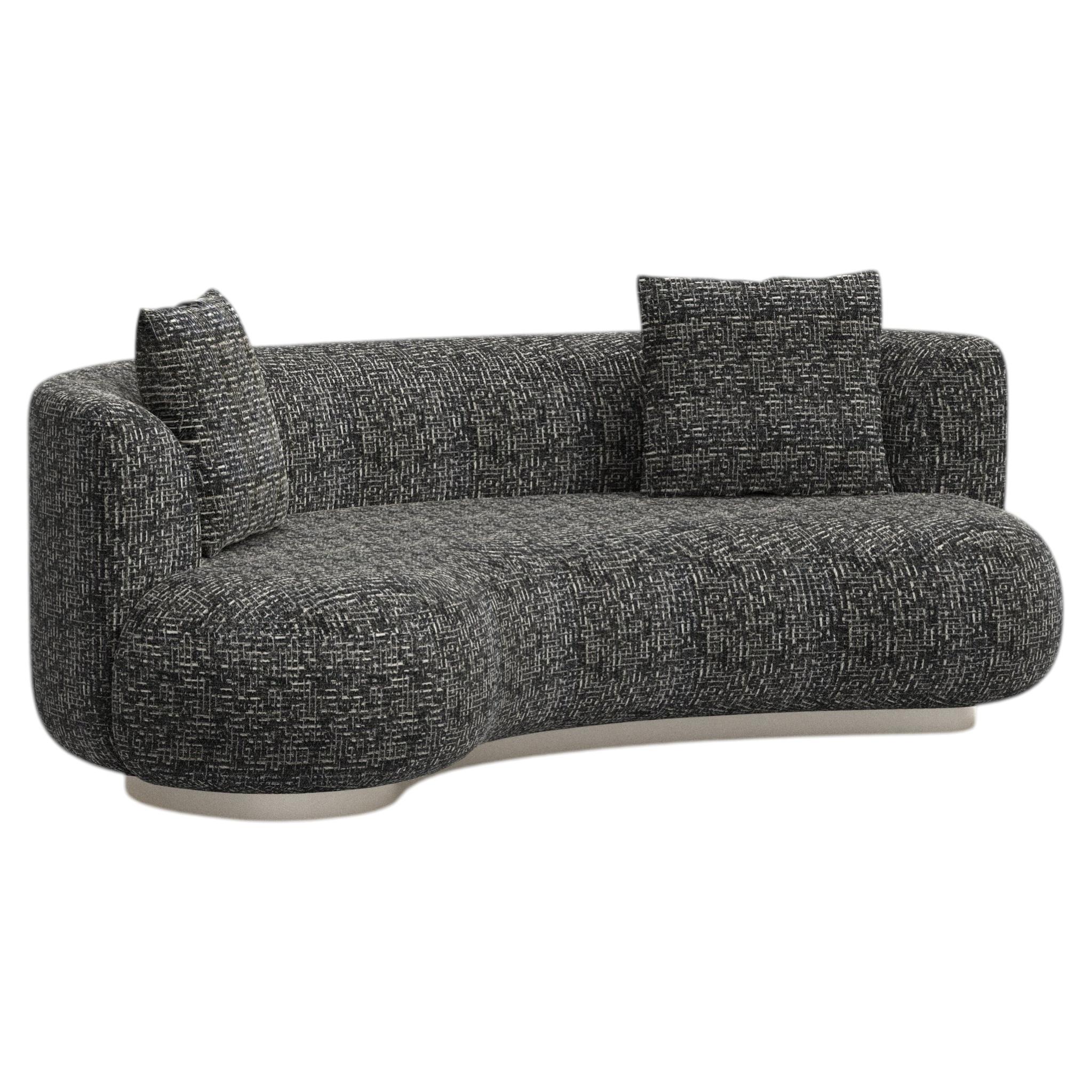 Organic Modern Twins Curved Sofa, Italienischer Jacquard, Handgemacht Portugal Greenapple