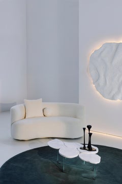 Organic Modern Twins Curved Sofa, White Alpaca, Handmade Portugal by Greenapple