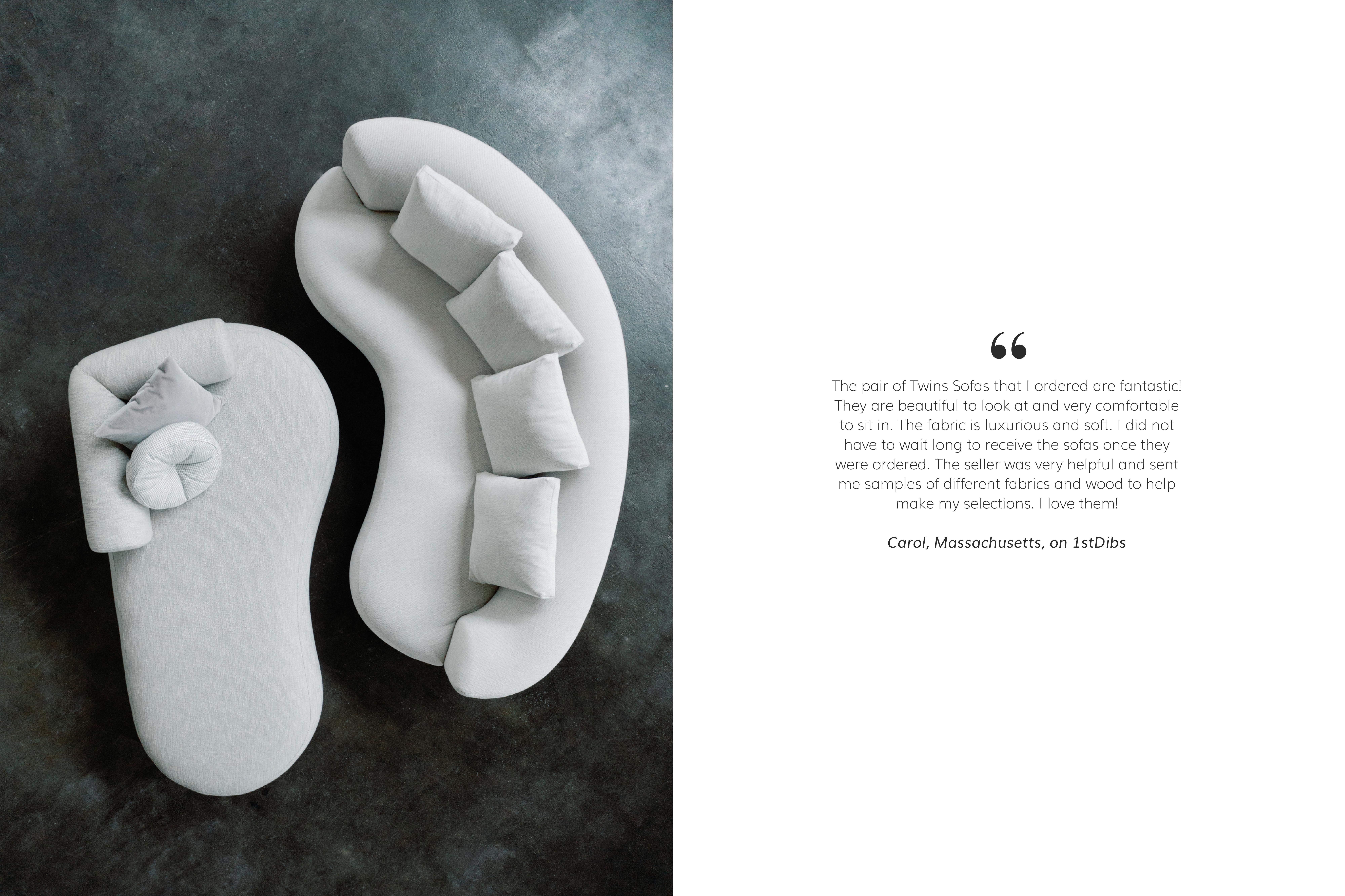 The Modernity Twins Curved Sofa, White Bouclé, Handmade Portugal by Greenapple en vente 1