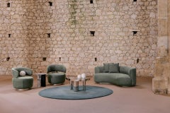 Organic Modern Twins Curved Sofa, Italienisches Leder, Handgemacht Portugal Greenapple
