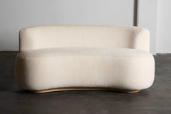 Causeuse Organic Modern Twins, Dedar Chenille, Oak, Handmade Portugal Greenapple