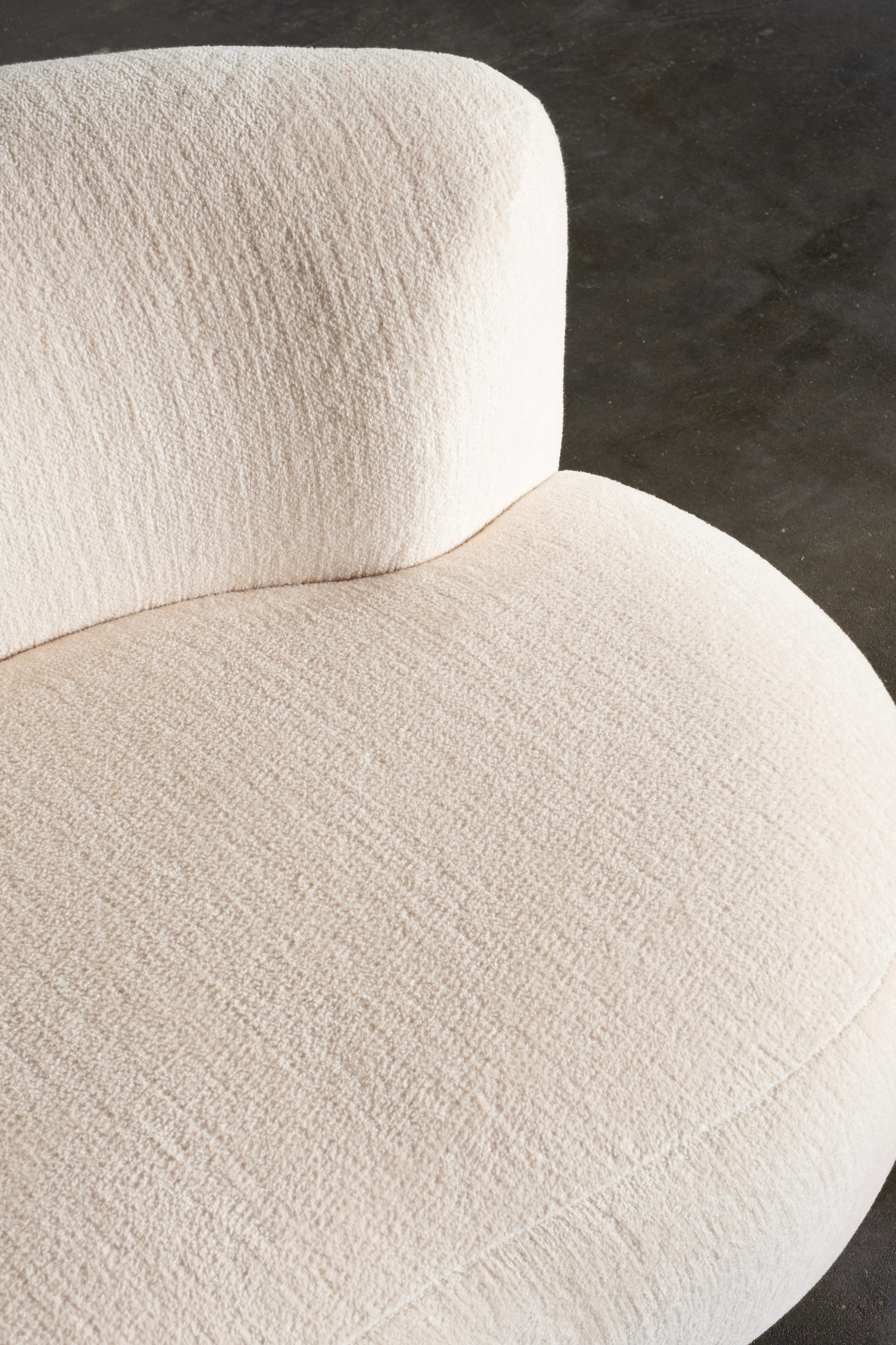 Fait main Organic Modern Twins Loveseat, DEDAR Chenille, Oak, Handmade Portugal Greenapple en vente