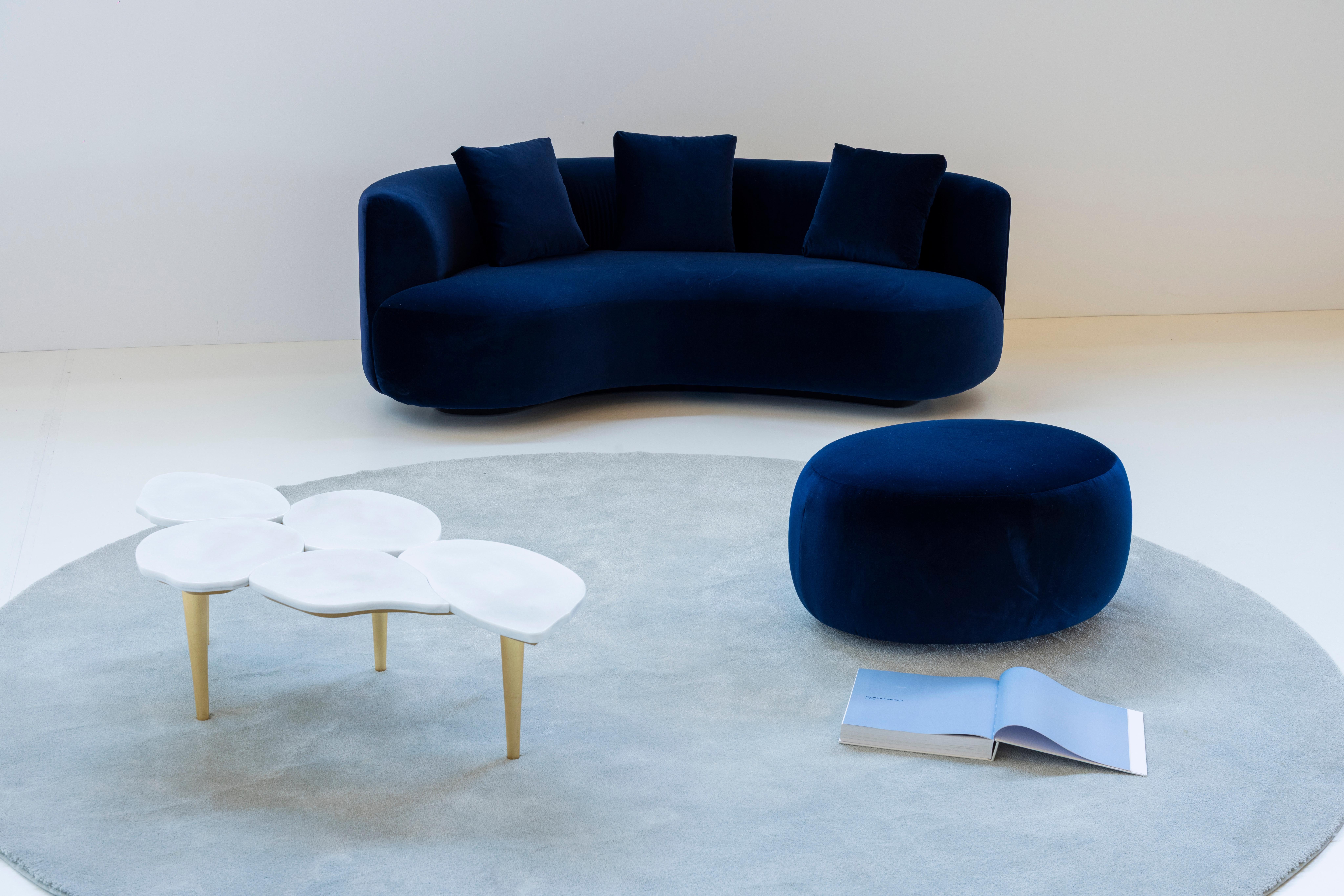 Organic Modern Twins Pouf Ottomane, Beige Baumwolle Leinen, handgefertigt von Greenapple im Angebot 4