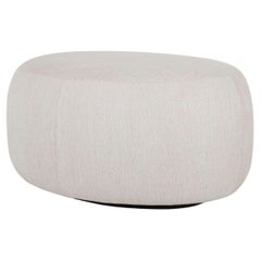 Organic Modern Twins Pouf Ottoman, Beige Cotton Linen, Handmade by Greenapple