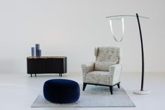 Organic Modern Twins Pouf Ottoman, Dark Blue Velvet, Handmade by Greenapple