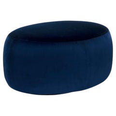 Organic Modern Twins Pouf Ottoman, Dark Blue Velvet, Handmade by Greenapple