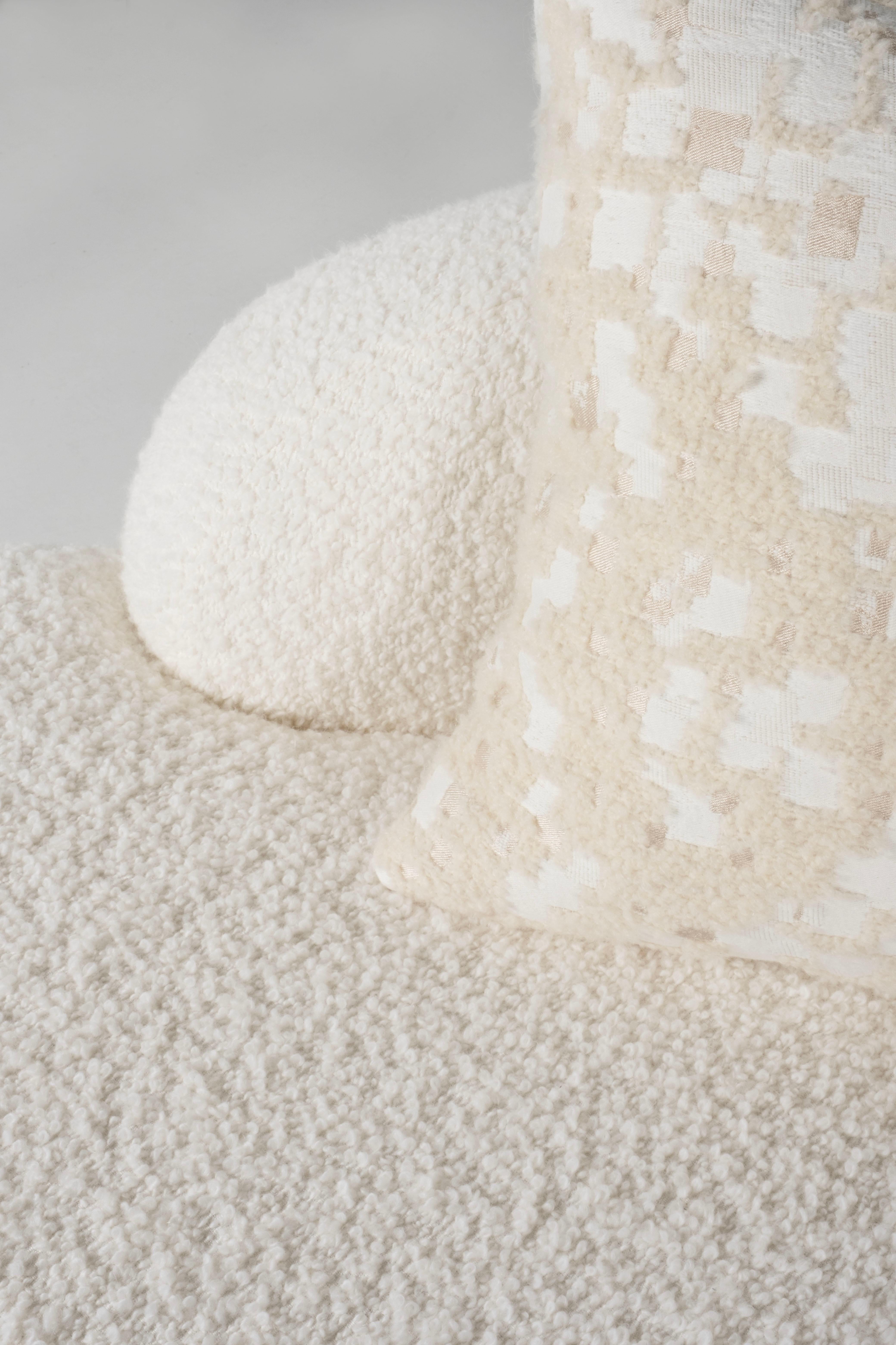 Organic Modern Arc Sofa Cream Wool Linen Handmade in Portugal by Greenapple For Sale 5