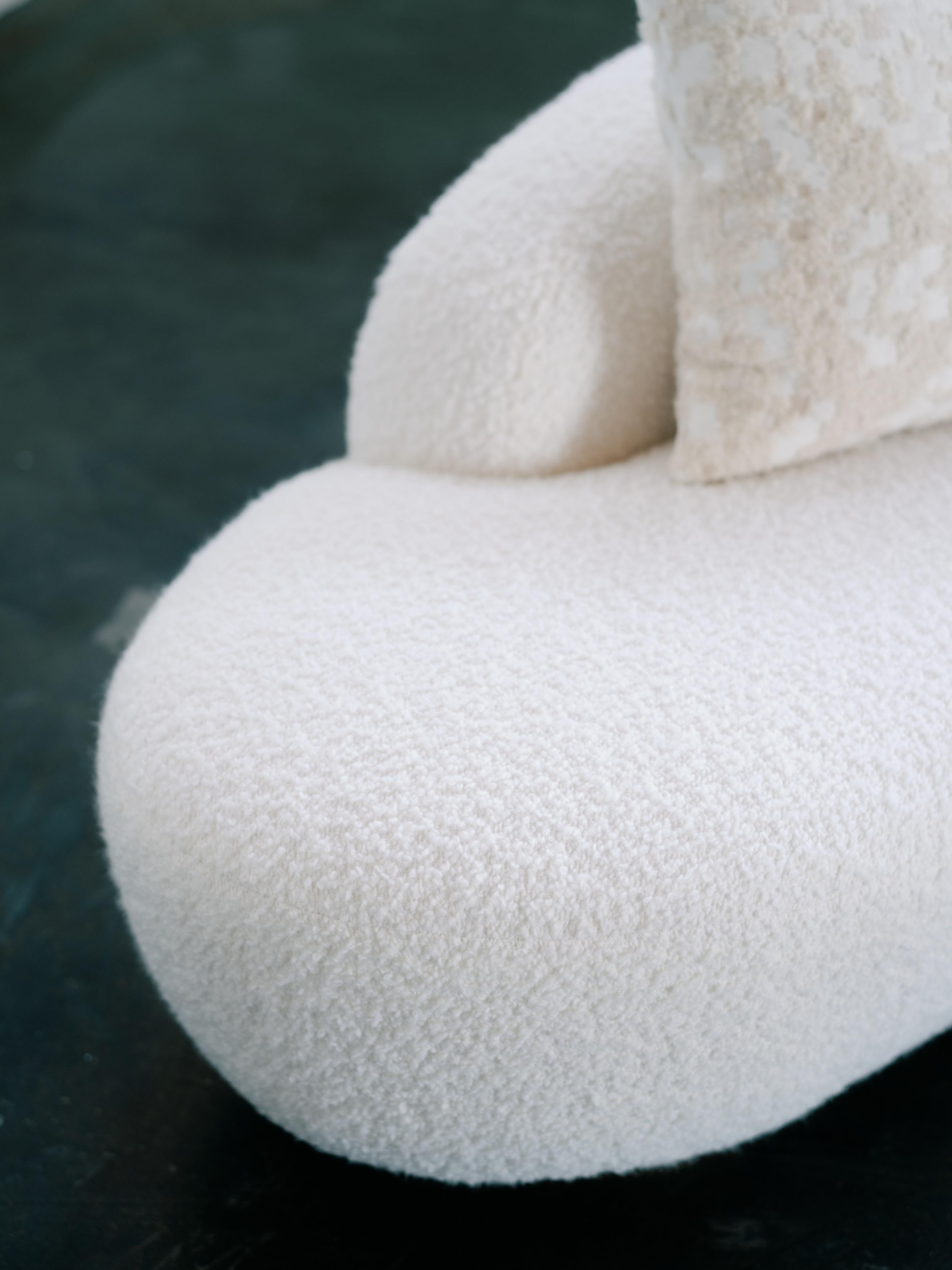 Contemporary Organic Modern Arc Sofa Cream Wool Linen Handmade in Portugal by Greenapple For Sale