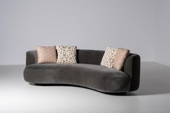 Organic Modern Twins Sofa, DEDAR Grey-Green Mohair, Handmade by Greenapple