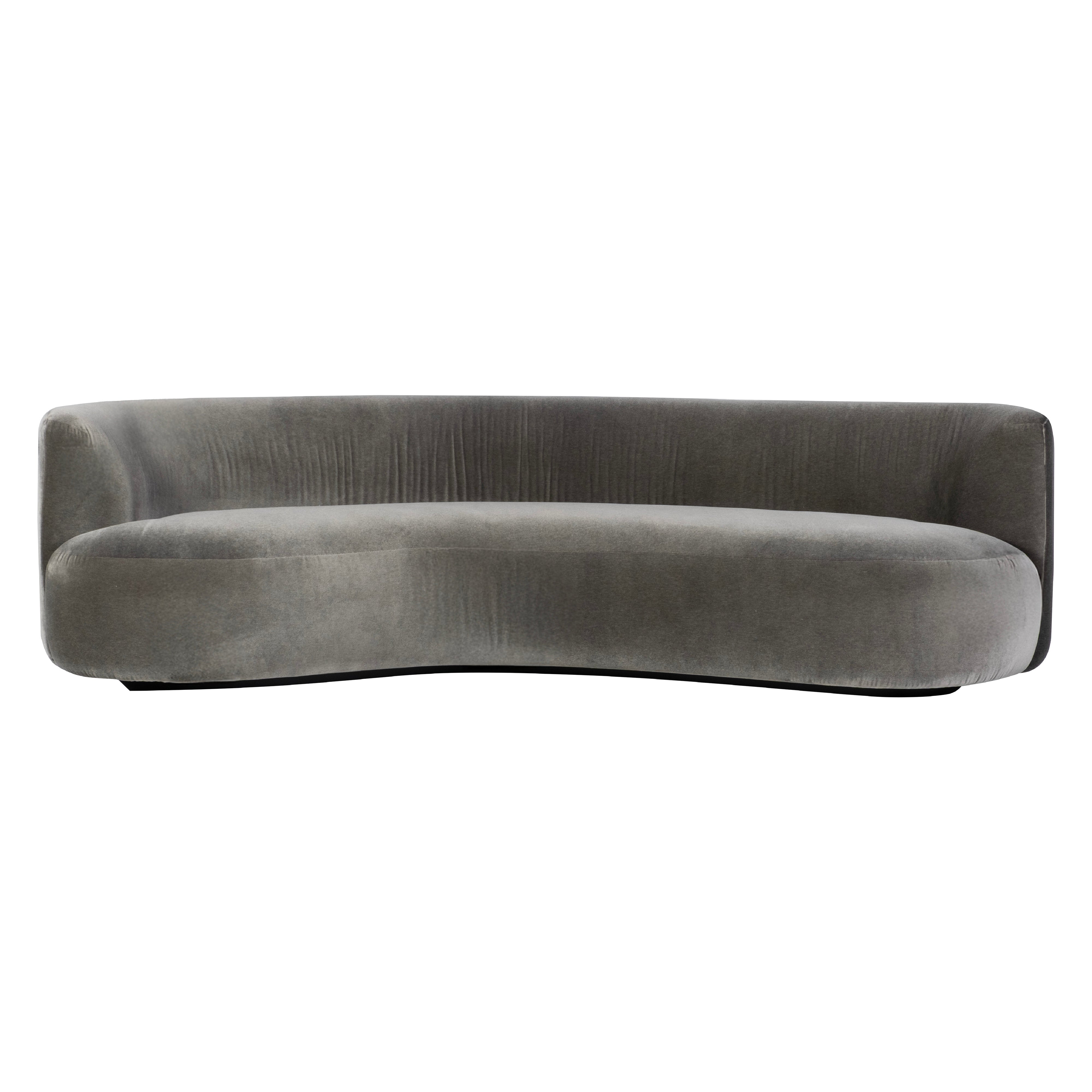 Organic Modern Twins Sofa, DEDAR Grey-Green Mohair, Handmade by Greenapple