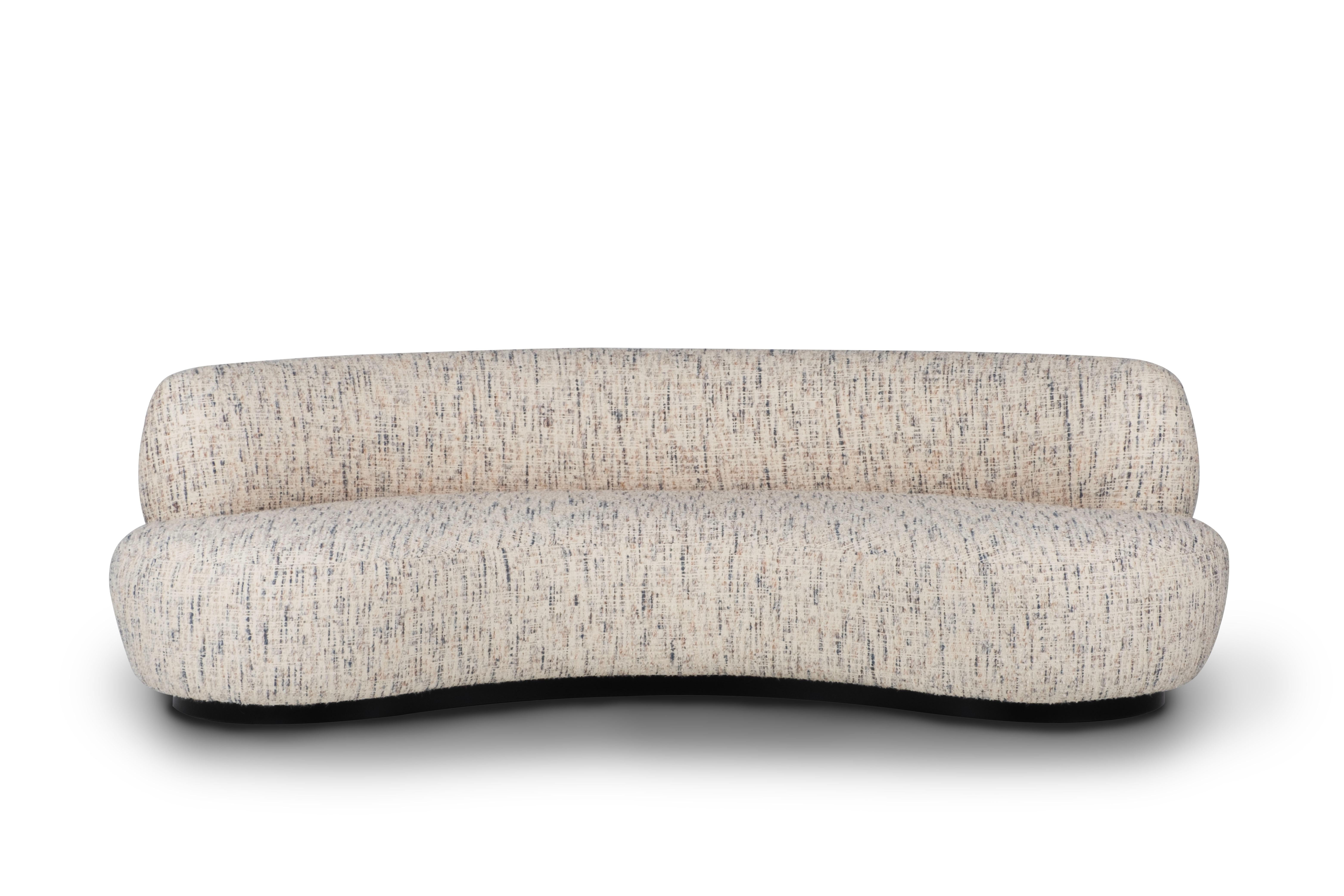 Lacquered Organic Modern Uffo Sofa NOBILIS Bouclé Handmade in Portugal by Greenapple For Sale