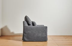 Slipcovered Donato Lounge Chair in Bellamy Slate Dark Grey Fabric