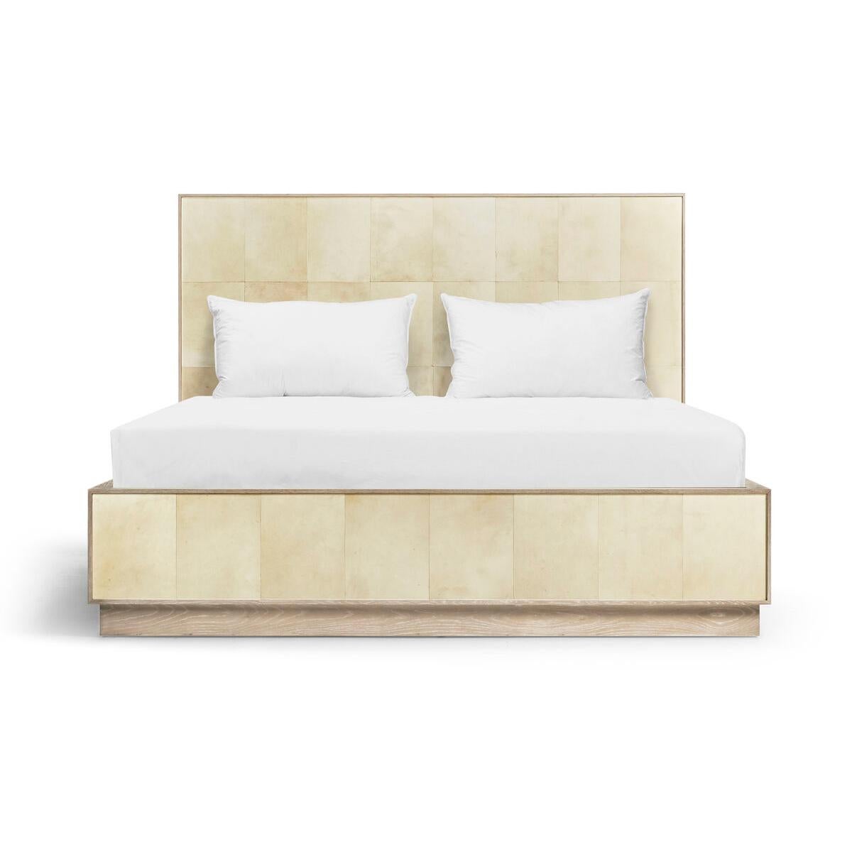 A masterpiece of design that promises to transform your bedroom into a haven of tranquility. With its clean, sleek silhouette, this bed is crafted with an unwavering attention to detail, featuring a light oak frame that exudes strength and