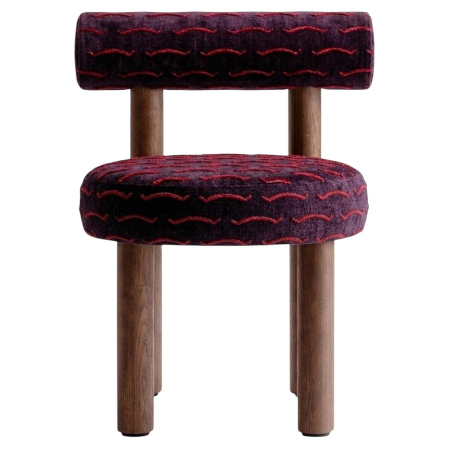 Organic Modern Velvet Dining Chair Gropius CS2 by NOOM, Burgundy