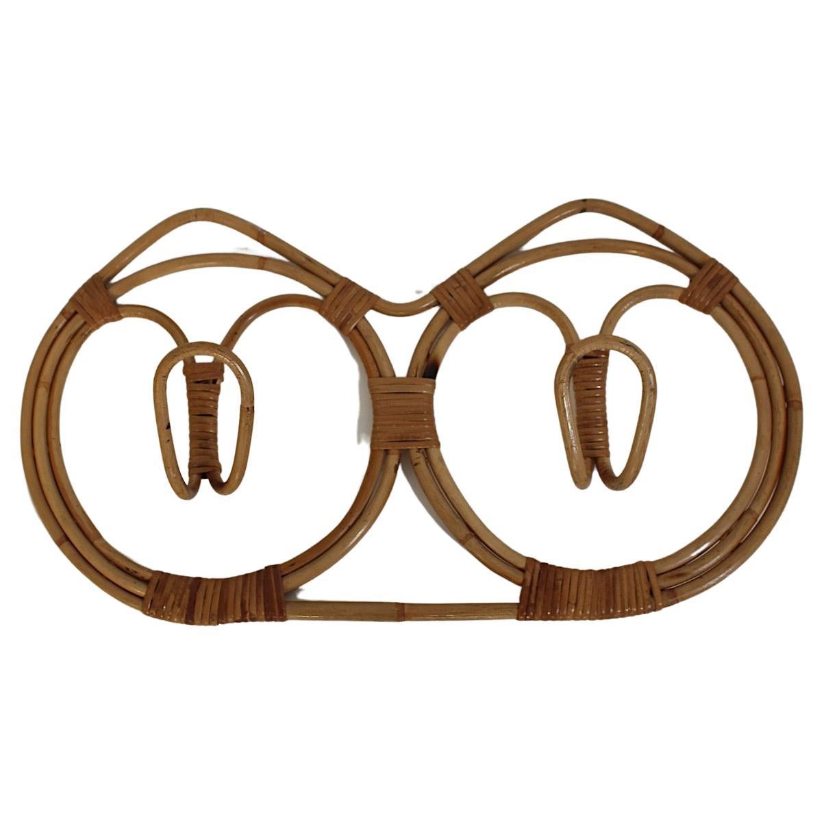 Organic Modern Vintage Rattan Bamboo Coat Hooks Franco Albini Franca Helg Italy For Sale