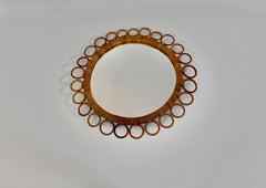 Organic Modern Vintage Rattan Circular Loops Wall Mirror 1950s Italy