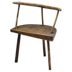 Organic Modern Wabi-Sabi Tripod Chair, France, circa 1900