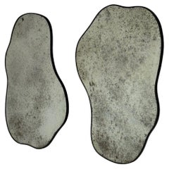 Organic Modern Wall Mirrors, Distressed Glass, Painted Wood, American, 21st C.