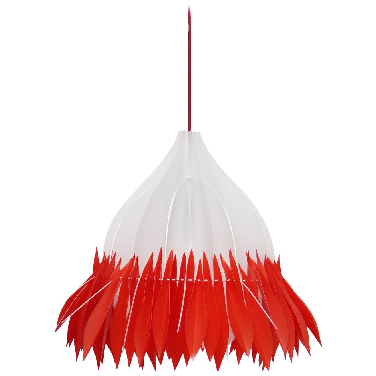 Organic Modern White and Red Chandelier Pendant, France, 2018