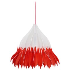 Organic Modern White and Red Chandelier Pendant, France