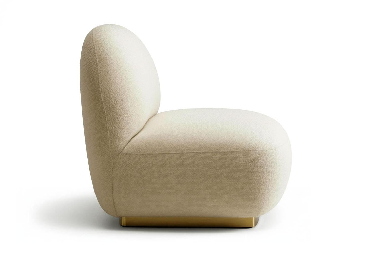 Moderner weißer Bouclé-Akzentstuhl Susurro (Organische Moderne) im Angebot