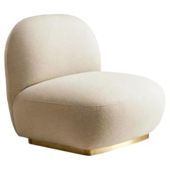 Organic Modern White Bouclé Accent Chair Susurro