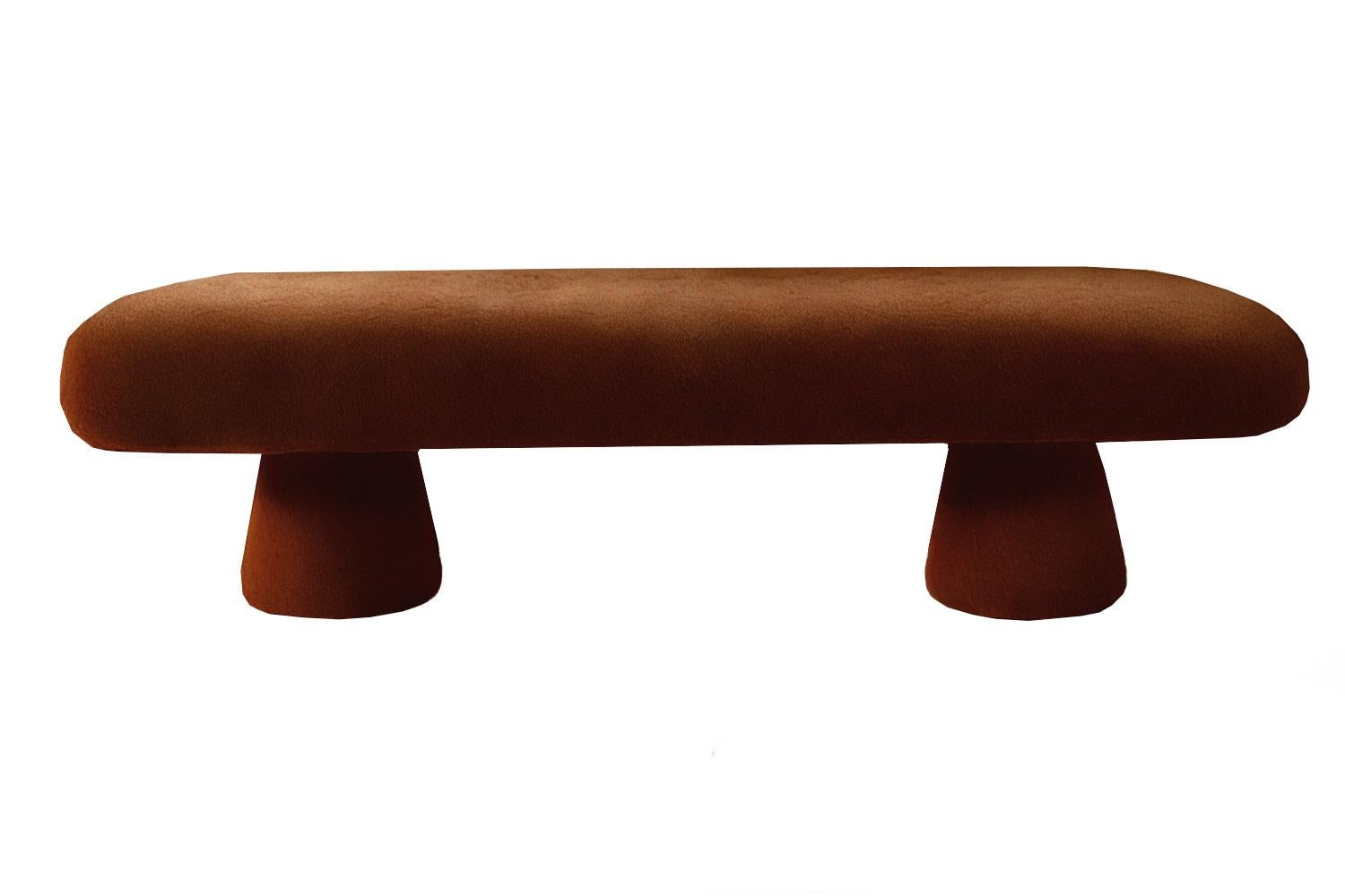 Organic Modern White Bouclé Bench Éxtasis In New Condition For Sale In Almería, ES