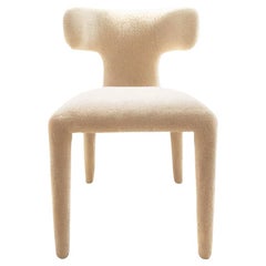 Organic Modern White Bouclé Dining Chair Instinto