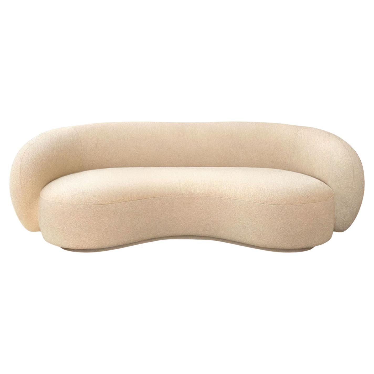 Organic Modern White Bouclé Sofa Melancolía