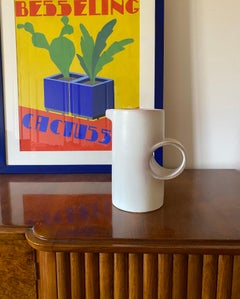 Vase / pichet moderne organique en céramique blanche, La Sfera Italie 1980