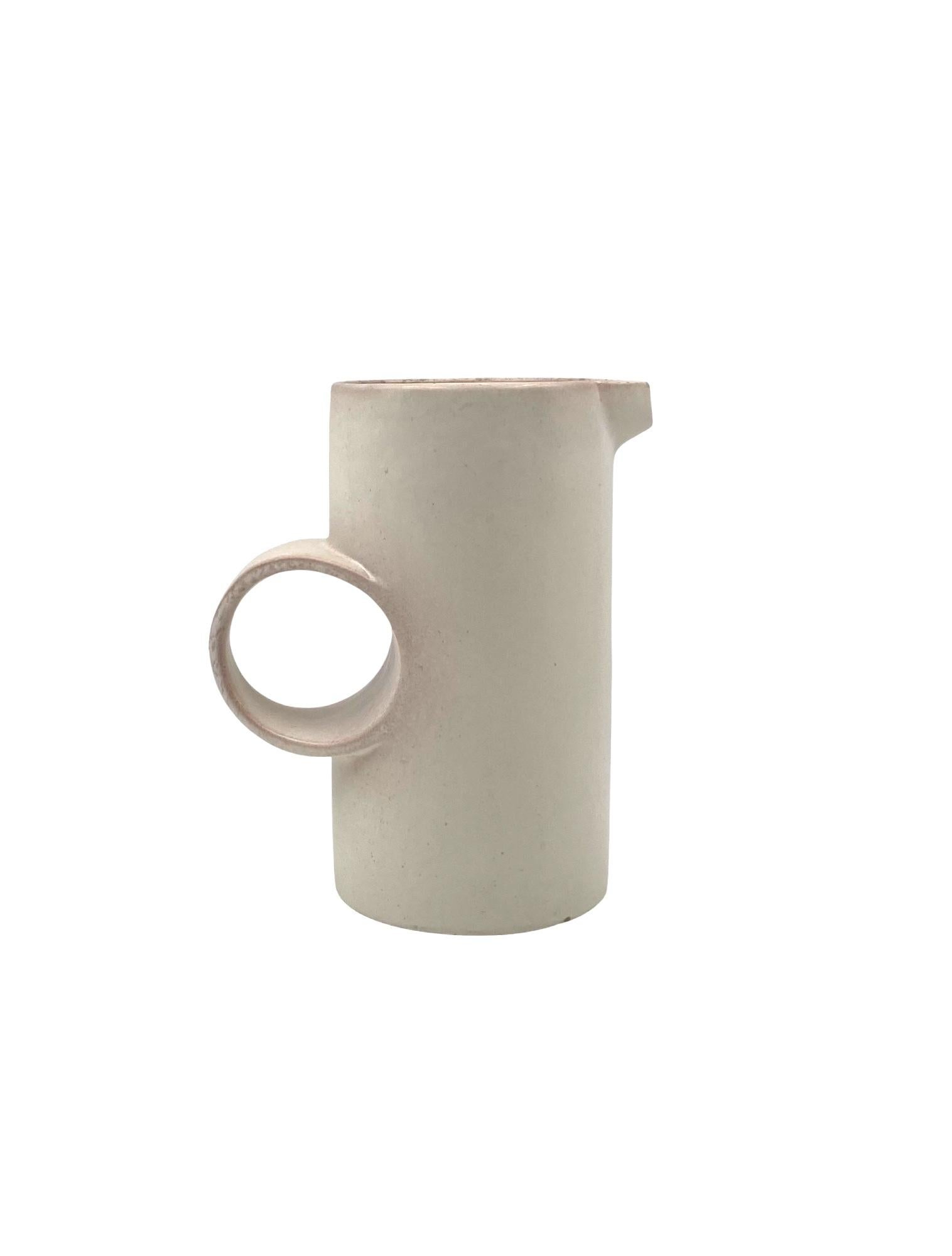 Organic Modern Organic modern white ceramic vase / jug, La Sfera Italy 1980s For Sale