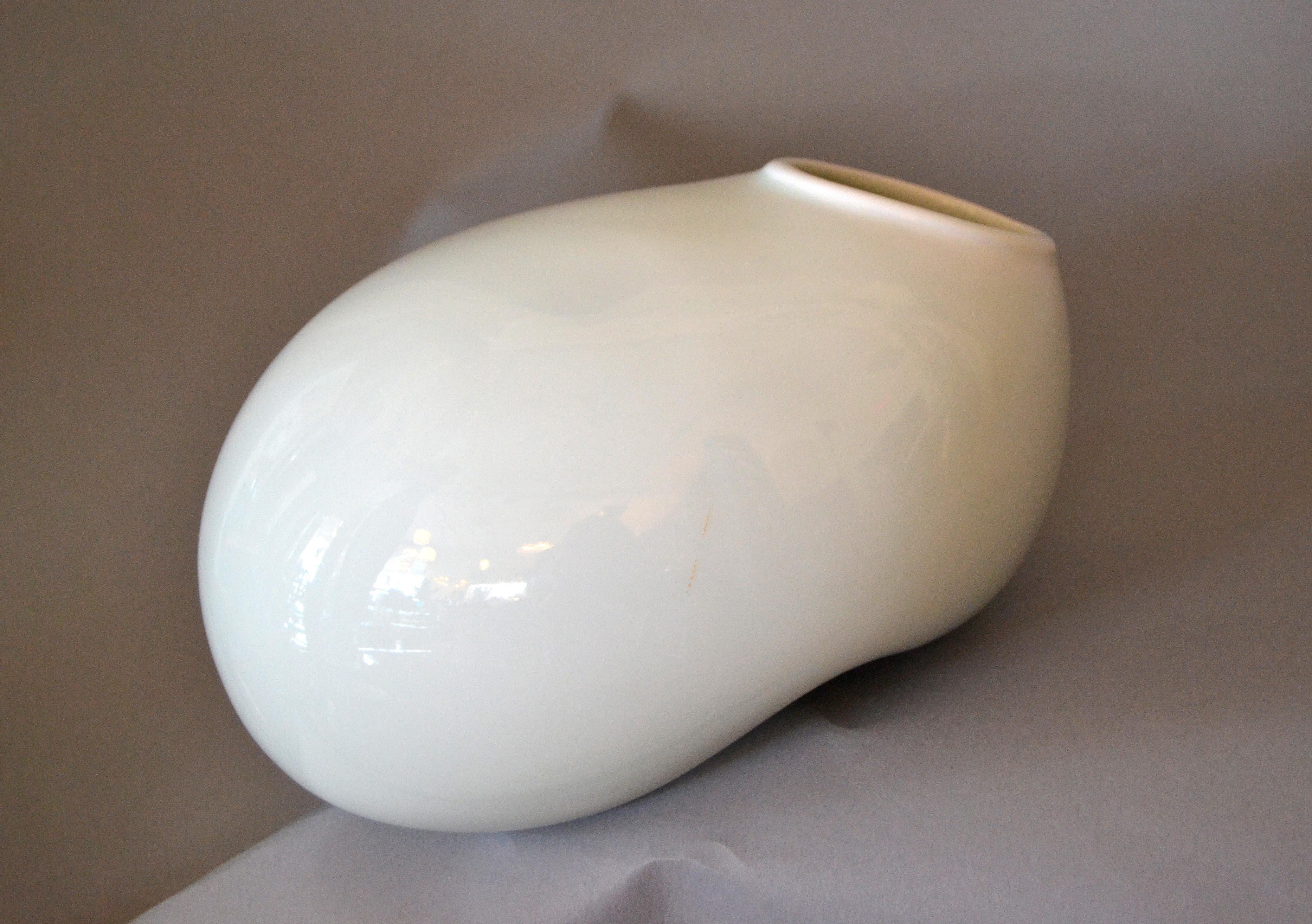 Organic Asian Modern White Ceramic Water Bag Vase Made by Spin Ceramics Shanghai 3