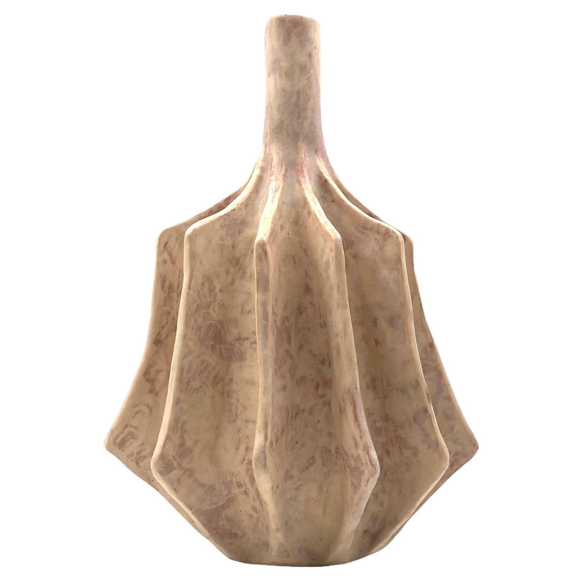 Vase organique moderne en faïence blanche, France 1970