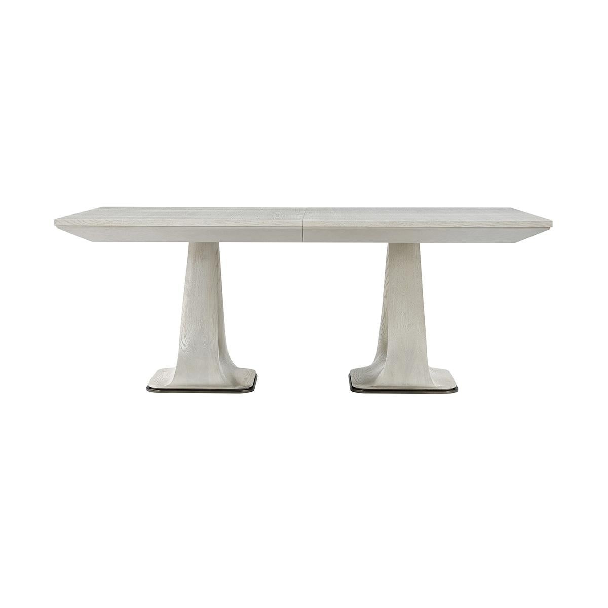 Vietnamese Organic Modern White Extending Dining Table For Sale